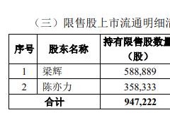 破发股碧兴物联94.72万股解禁 去年上市华英证券保荐